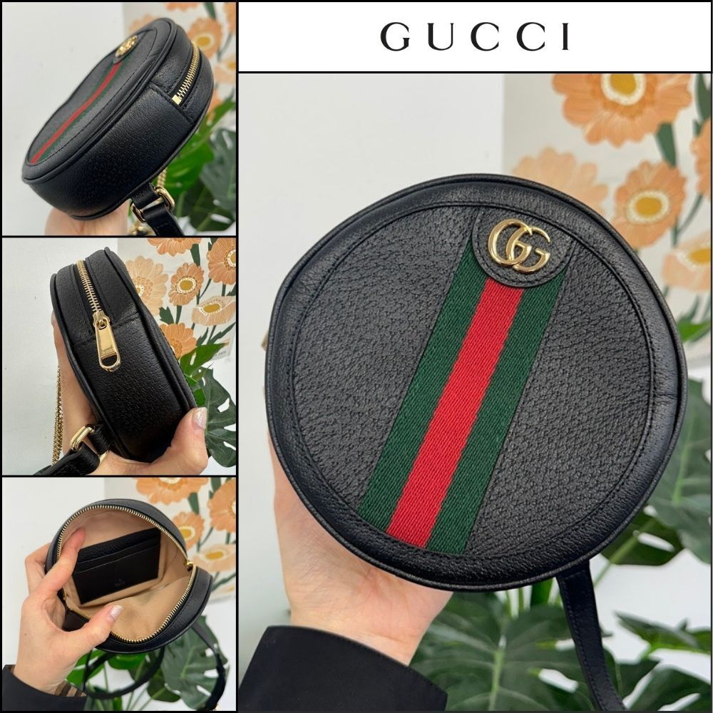 【GUCCI】Ophidia Web Round Mini Chain Backpack Black
