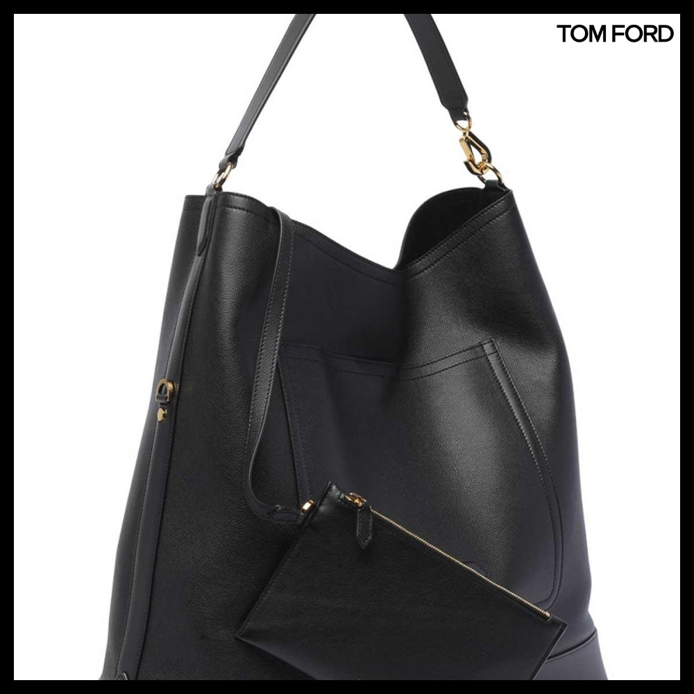 【TOM FORD】LEATHER LUGGAGE SHOULDER BAG BLACK H0577