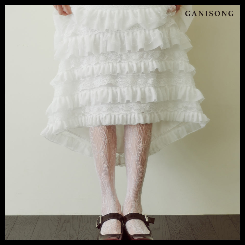 【GANISONG】Bridal Dot Chichi Dress White