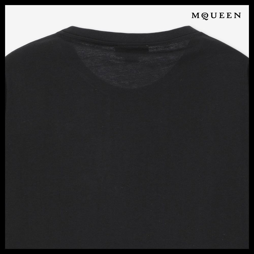 【alexander mcqueen】Gray Graffiti Logo Short Sleeve T Shirt