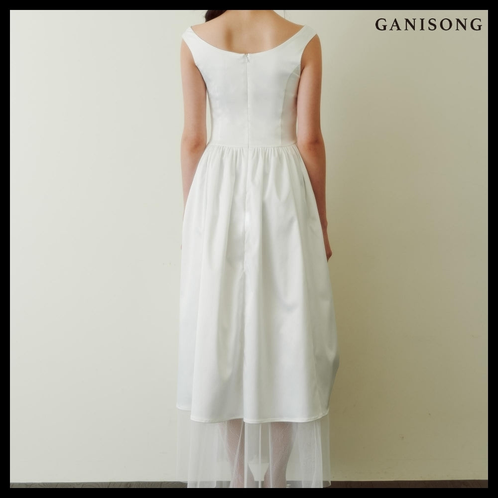 【GANISONG】Bridal Rosy Bow Dress White