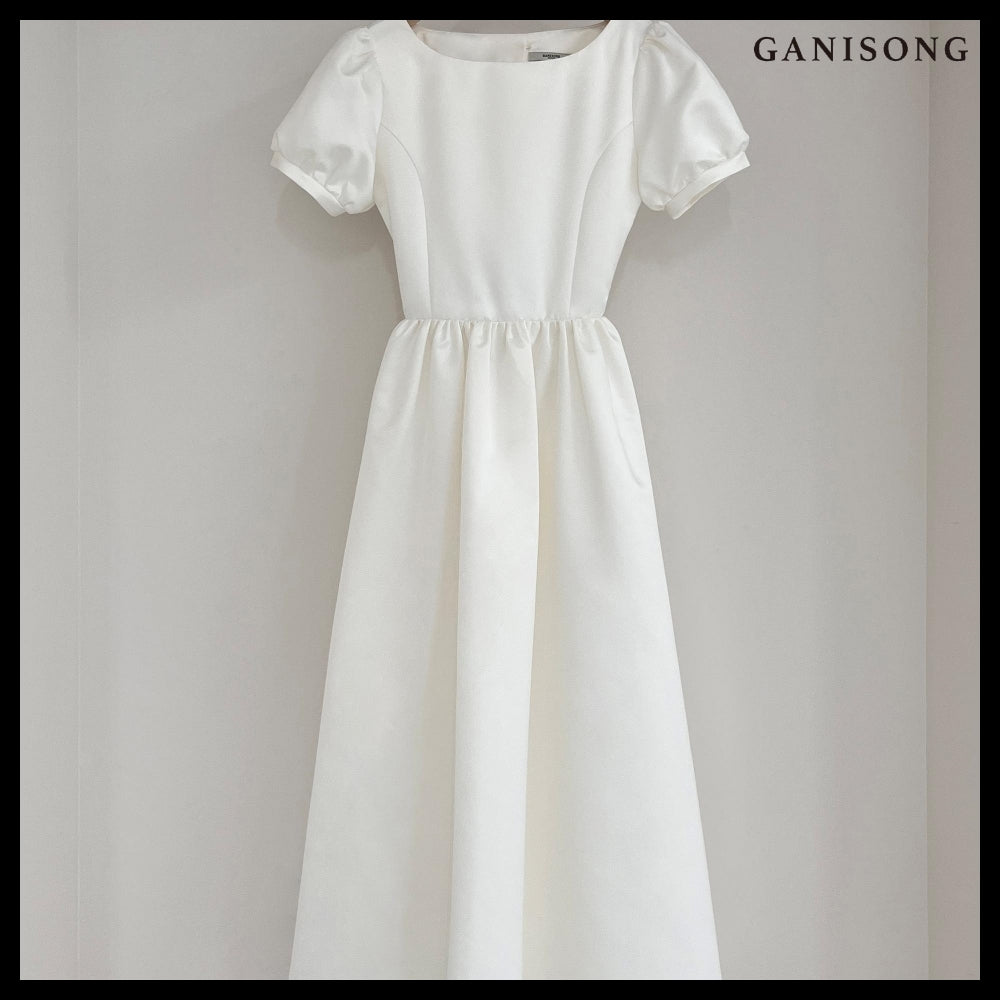 【GANISONG】Bridal Back Open Dress White