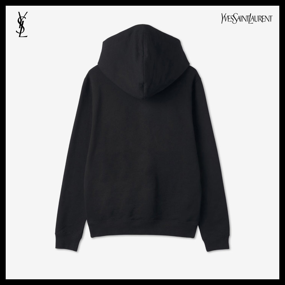 【Saint Laurent】ロゴ リブ ゴーシュ フーディー ブラック