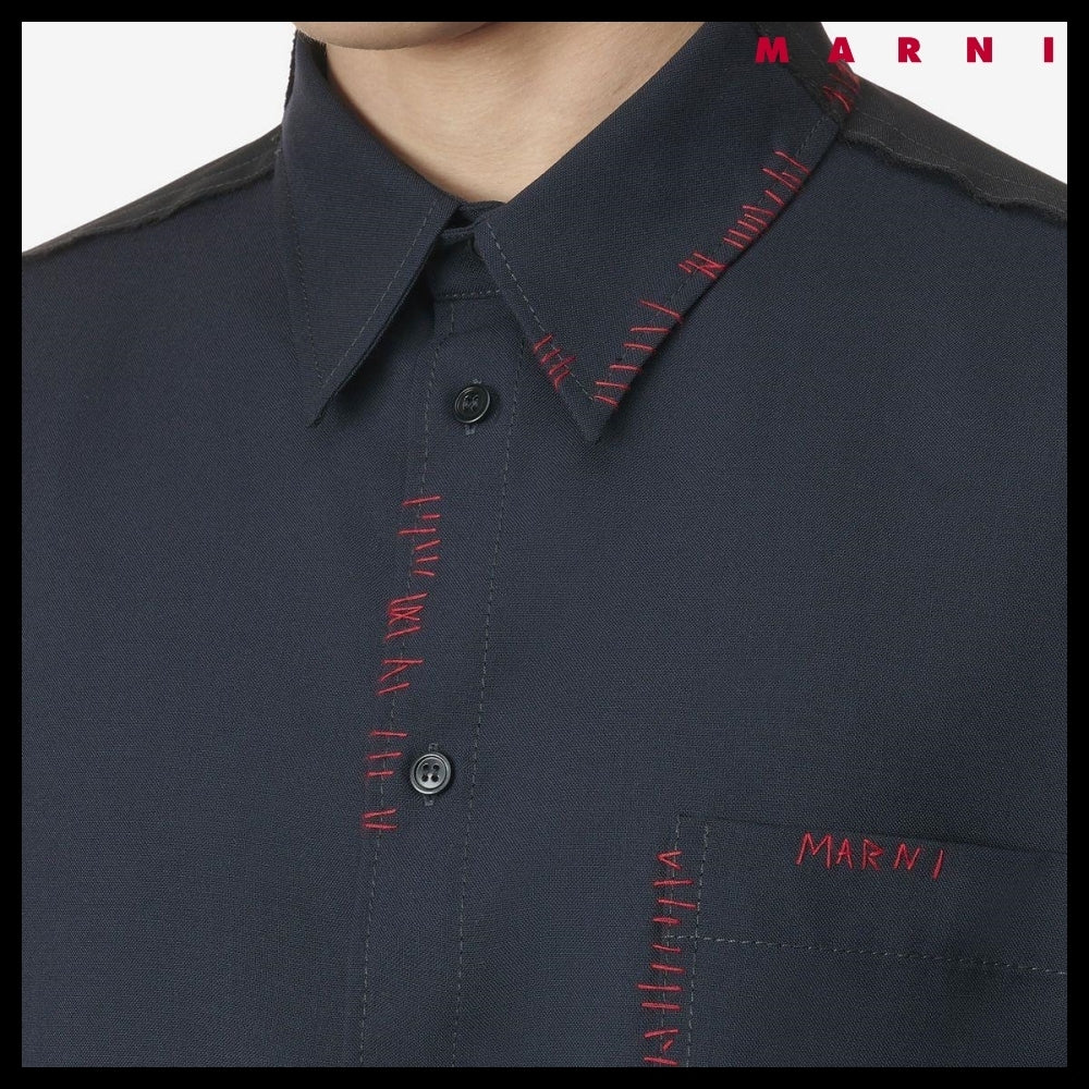 【MARNI】Tropical Wool Shirt Blueblack