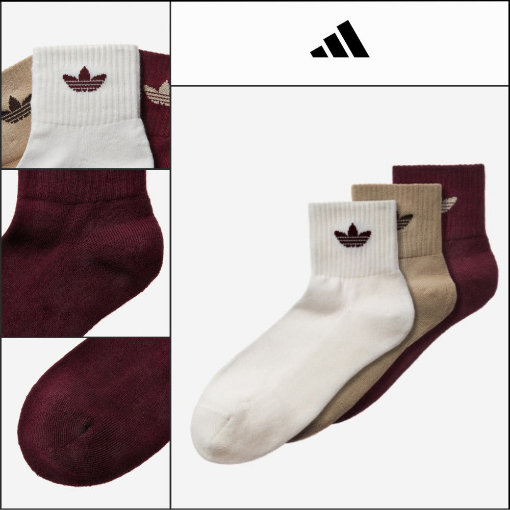 【ADIDAS】 Mid-Cut Crew Socks 3 Pairs Daily Sports