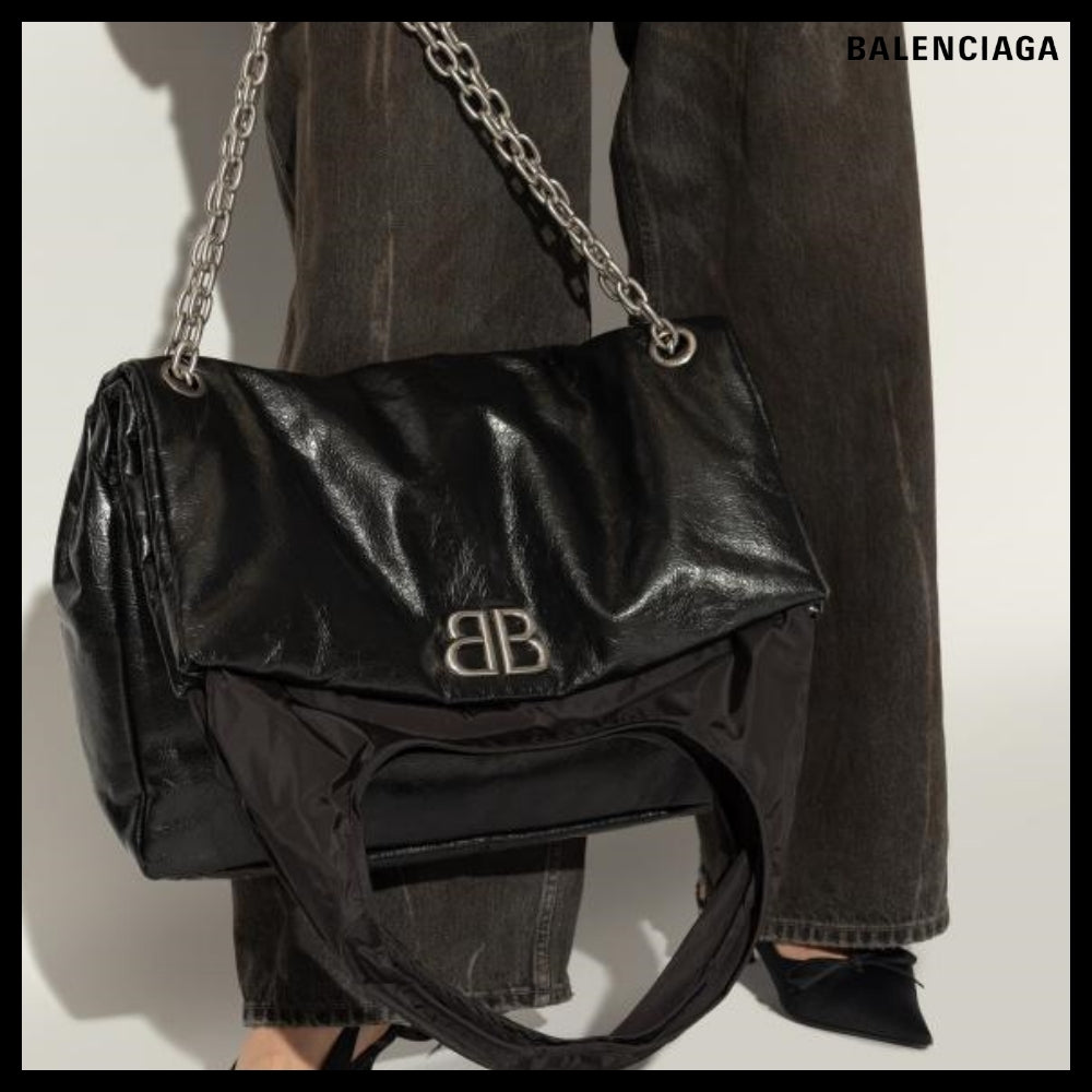 【BALENCIAGA】Black Monaco Large Chain Shoulder Bag