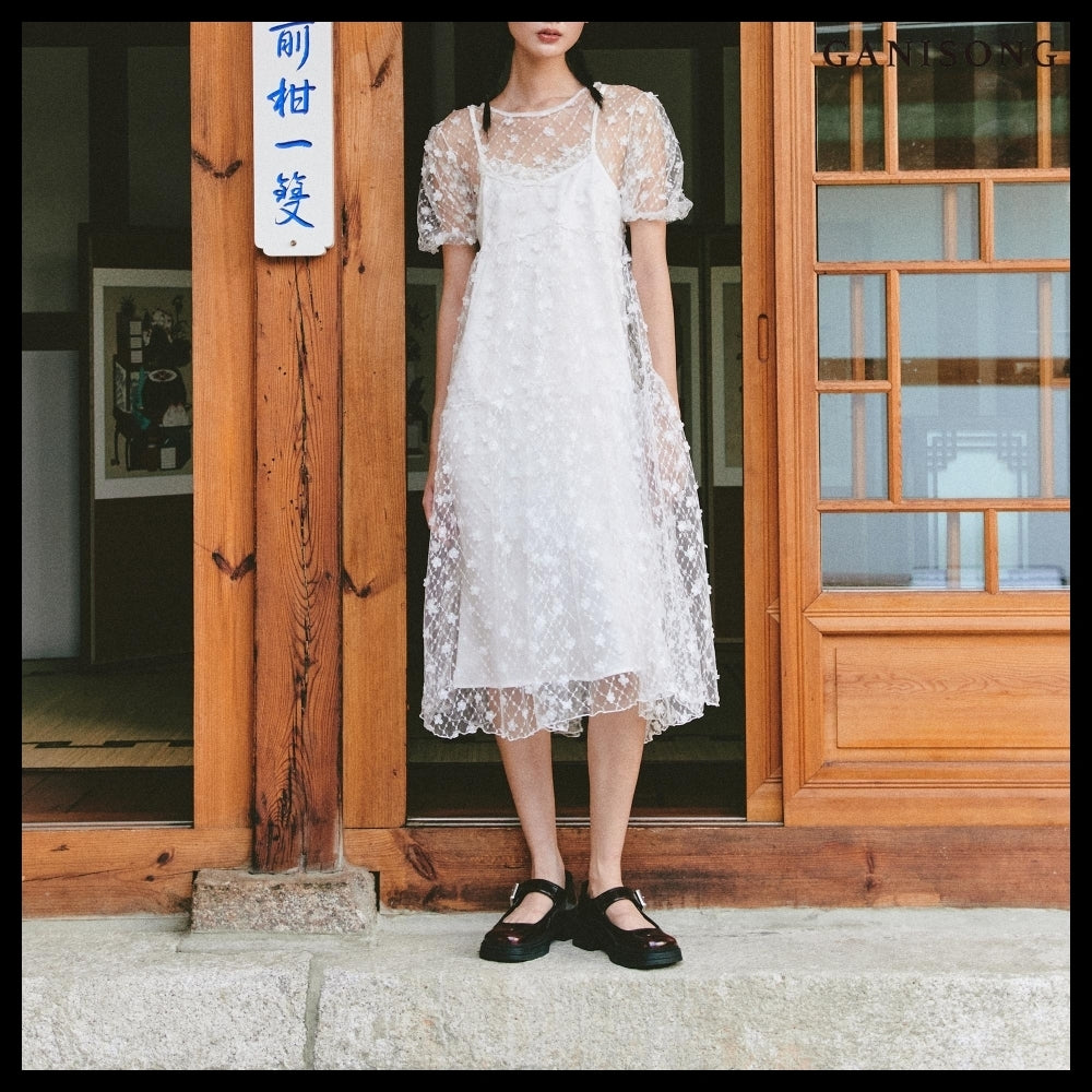 【GANISONG】Bridal Twinkle Fairy Dress White