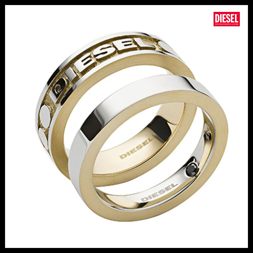 【DIESEL】Silver and Gold Two-Tone Set Ring