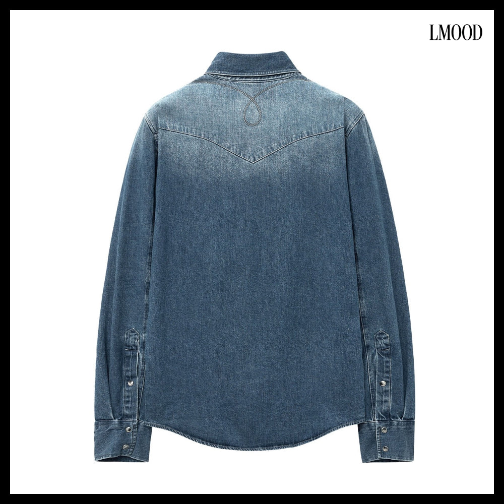 【LMOOD】Bad Guy Denim Western Shirt 3 Colors