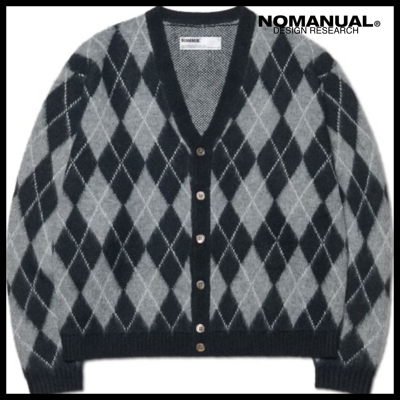 【NOMANUAL】Argyle hairy cardigan (4 colors)