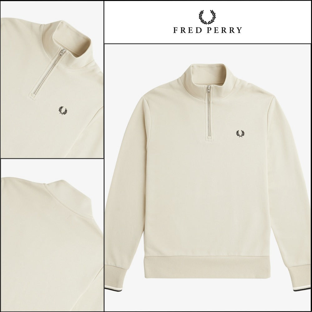 【FRED PERRY】Baseline Half Zip Sweatshirt V54 Oatmeal