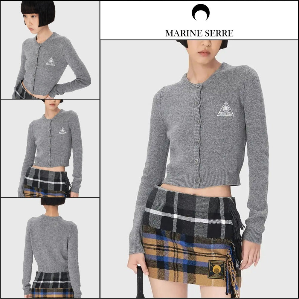 【MARINE SERRE】Clean Wool Knit Fitted Cardigan GR90