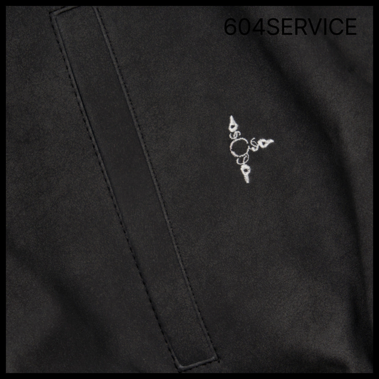 【604service】EMBROIDERED LEATHER JACKET IN BLACK