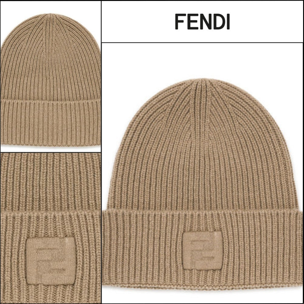 【FENDI】24FW Dark Beige FF Wool Cashmere Beanie