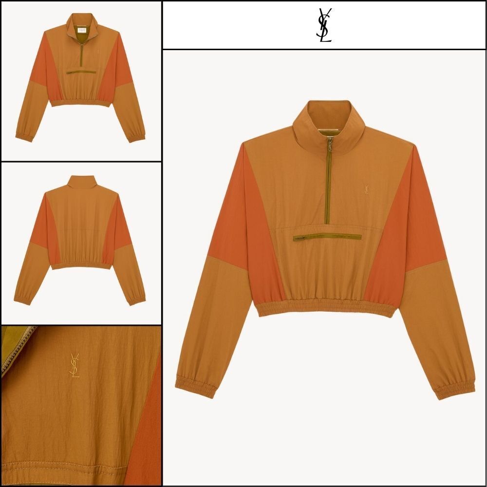 【Saint Laurent】Nylon Faille CASSANDRE Cropped Windbreaker