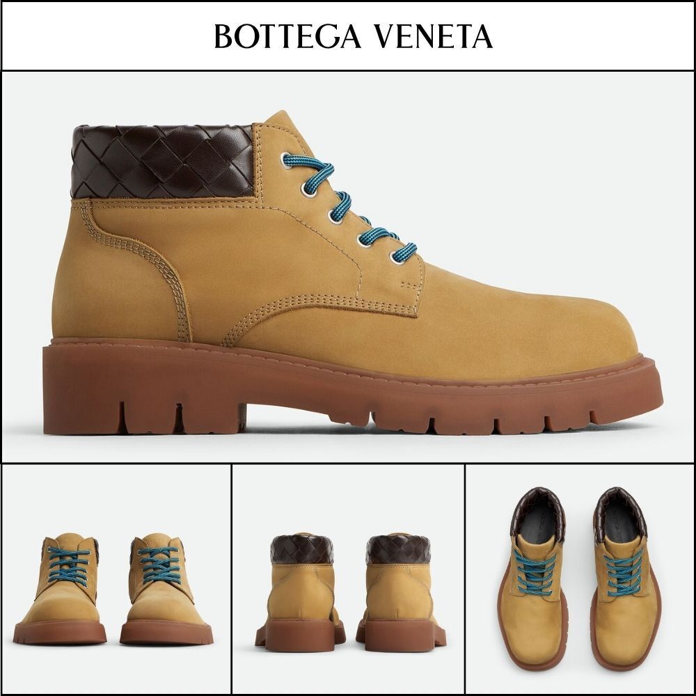 【BOTTEGA VENETA】Head Dog Lace-Up Ankle Boots Ochre Rubber
