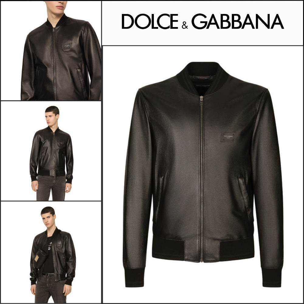 【Dolce & Gabbana】LEATHER JACKET BRANDED TAG