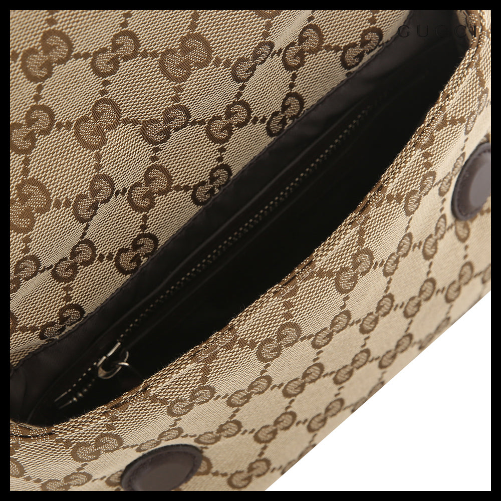 【GUCCI】GG Canvas Small Beige Crossbody Bag