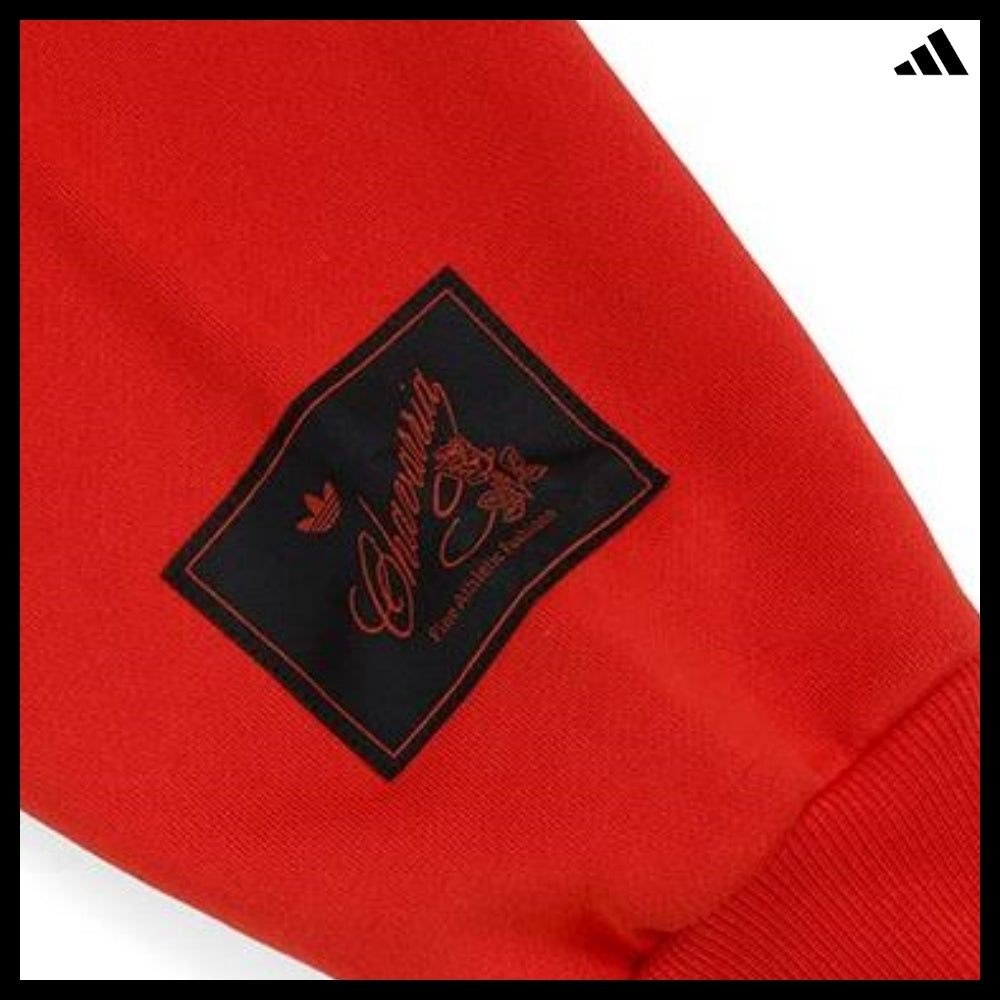 【ADIDAS 】Black Red Gomez Half-Zip Pullover Sweatshirt