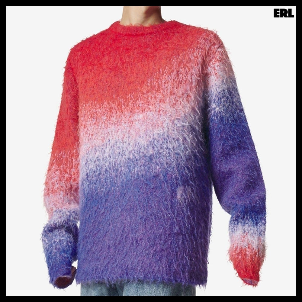 【ERL】Gradient Mohair Blend Knit Red