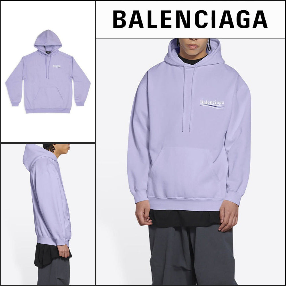 【BALENCIAGA】Purple Political Campaign Hoodie Medium Fit
