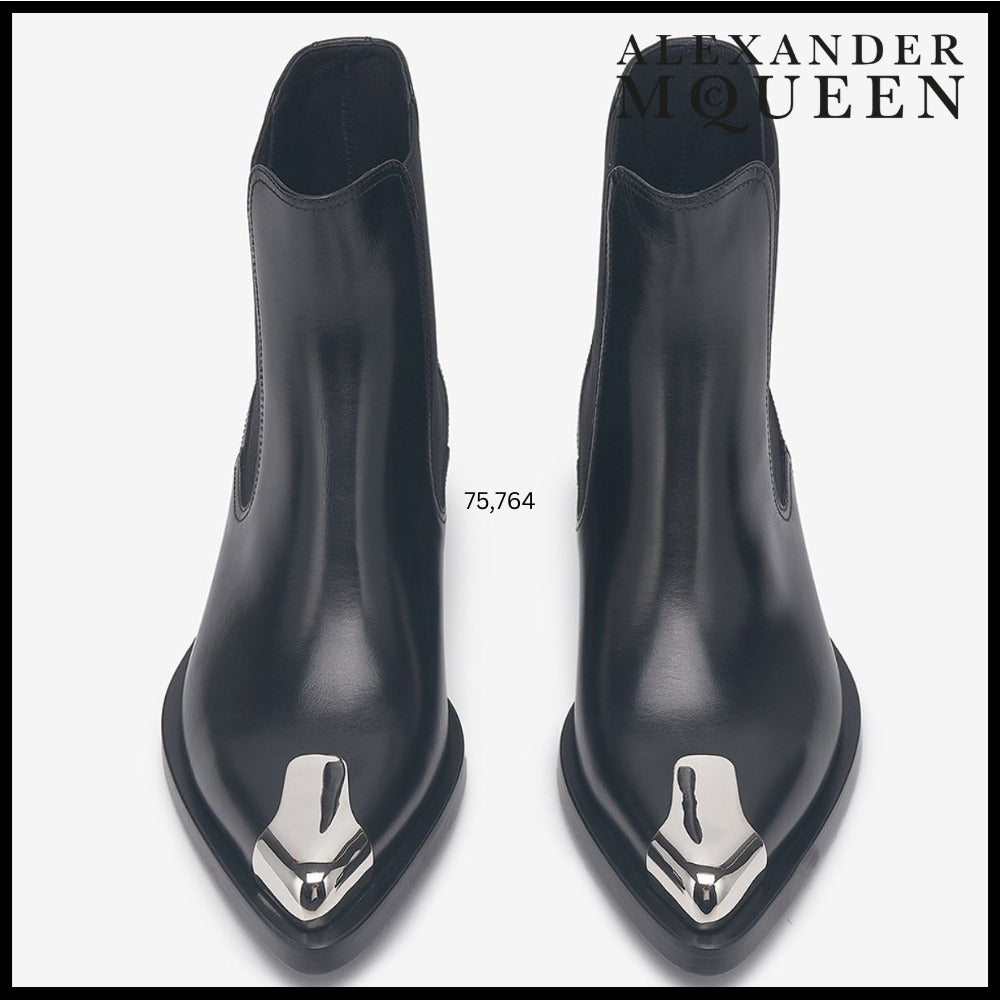 【alexander mcqueen】Metallic Toe Chelsea Boots - Black