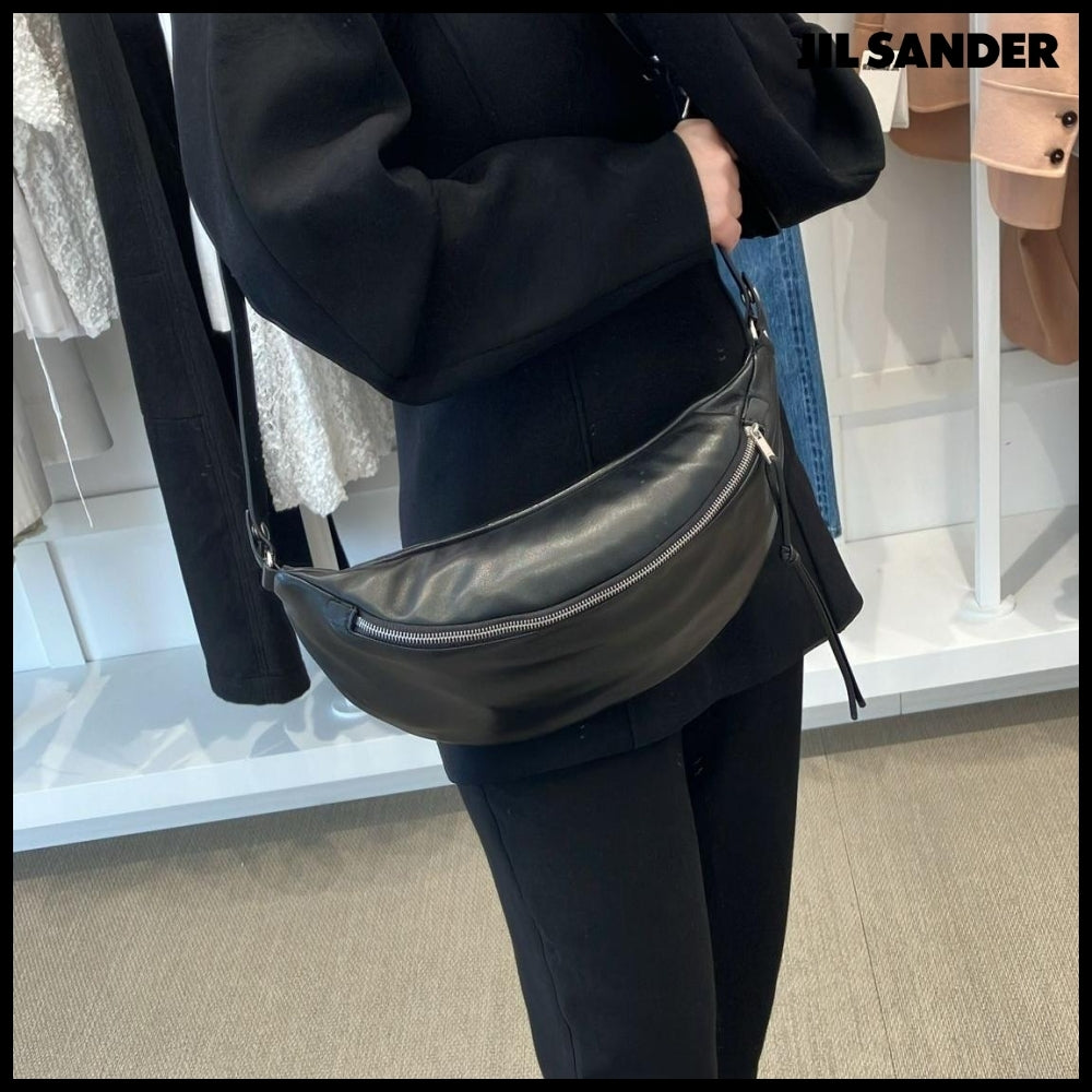【JIL SANDER】Waist Bag Large Black Leather Bag