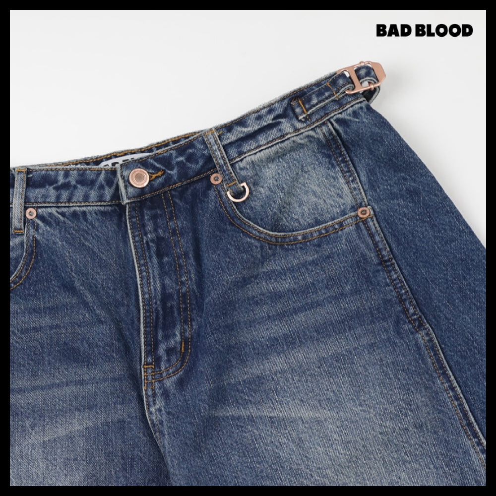 【BADBLOOD】Charlie Barrel Jeans - Mid Blue