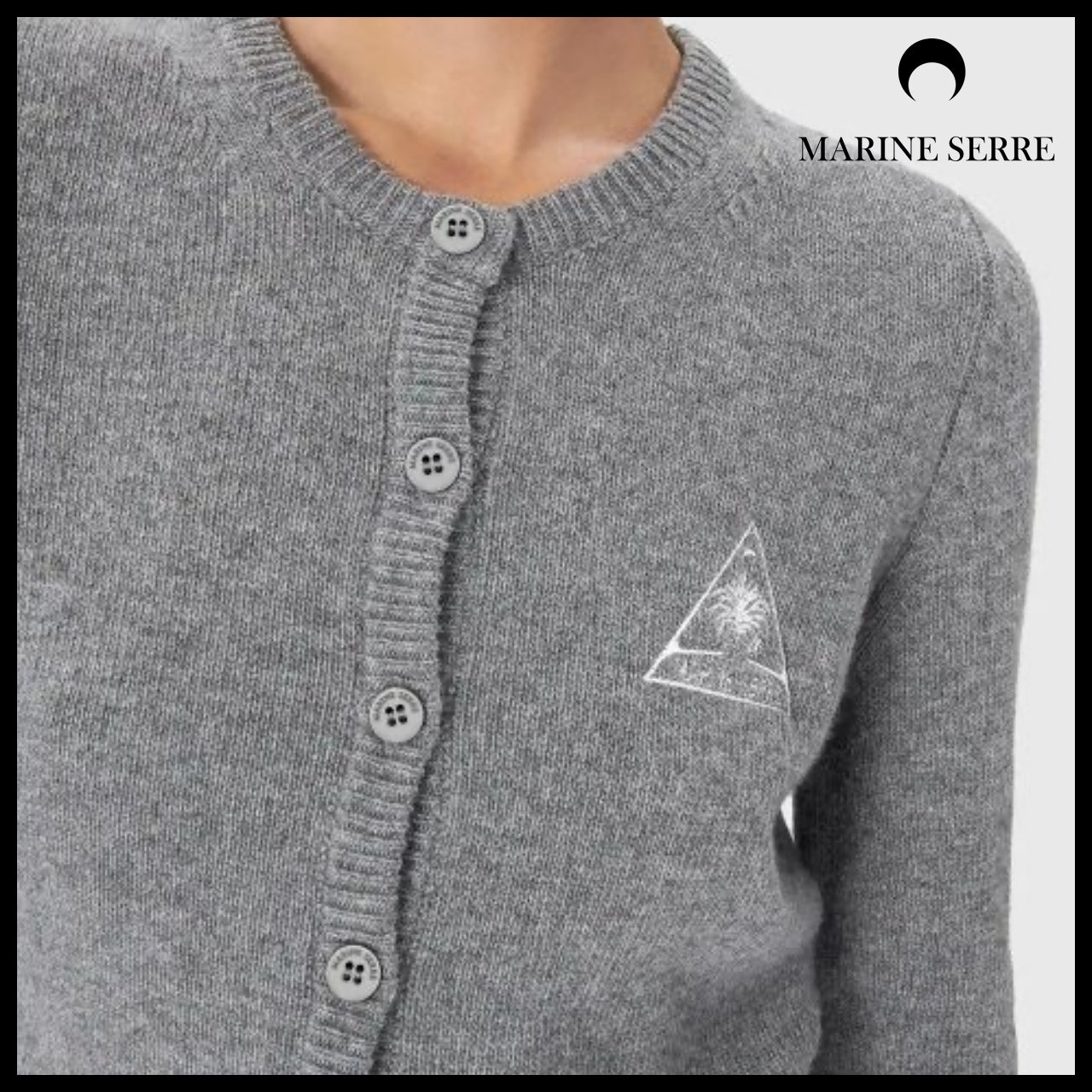 【MARINE SERRE】Clean Wool Knit Fitted Cardigan GR90