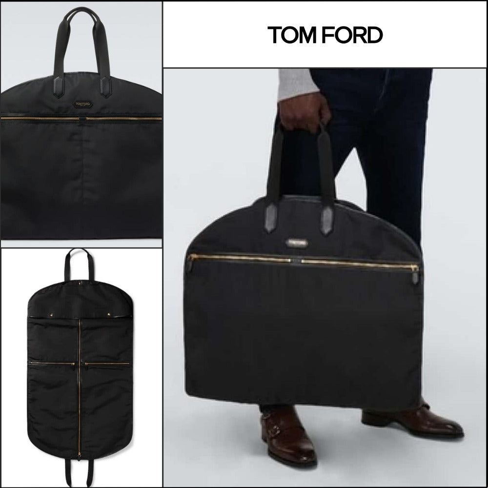 【TOM FORD】LEATHER TRIMMED GARMENT BAG