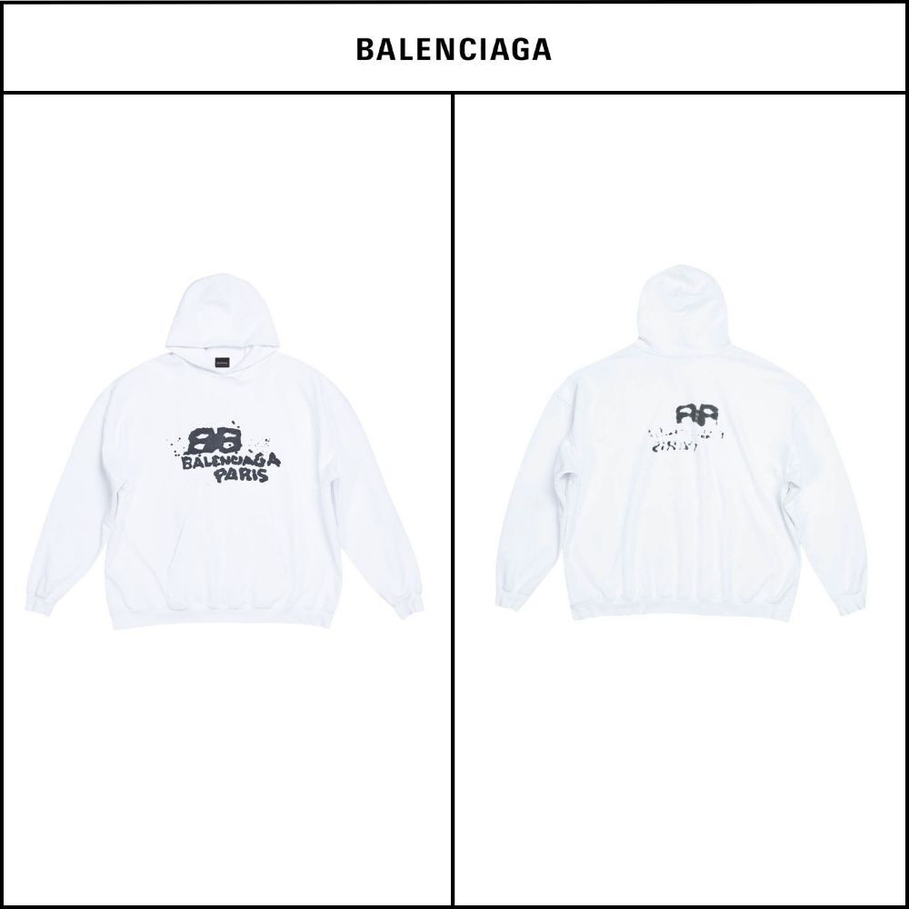 【BALENCIAGA】BB Icon Large Fit Hoodie White
