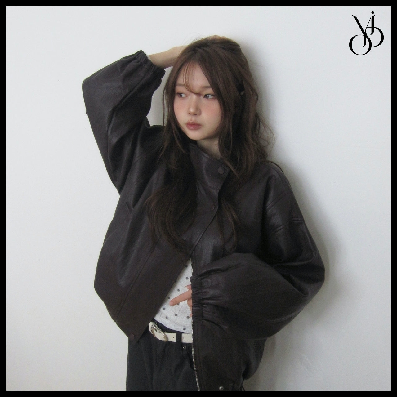 【MODIMOOD】Purple High Neck Leather Jacket 3 Colors