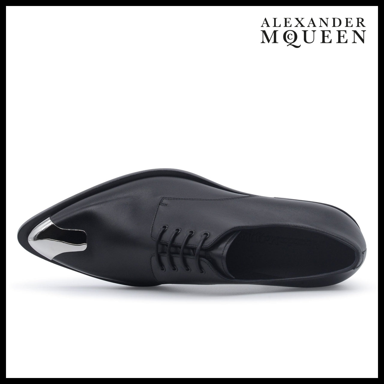 【Alexander Mcqueen】Punk Silver Tip Pointed Shoes Black
