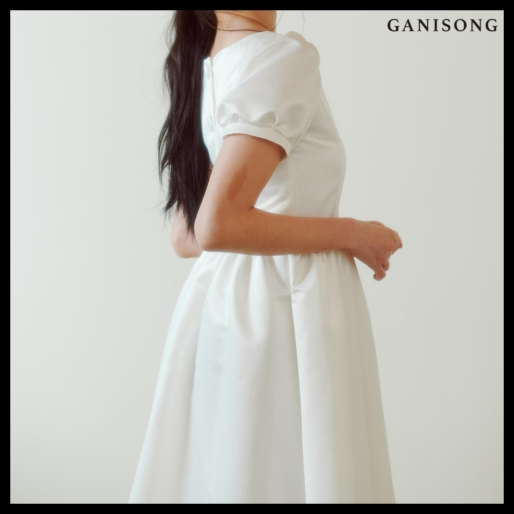 【GANISONG】Bridal Back Open Dress White