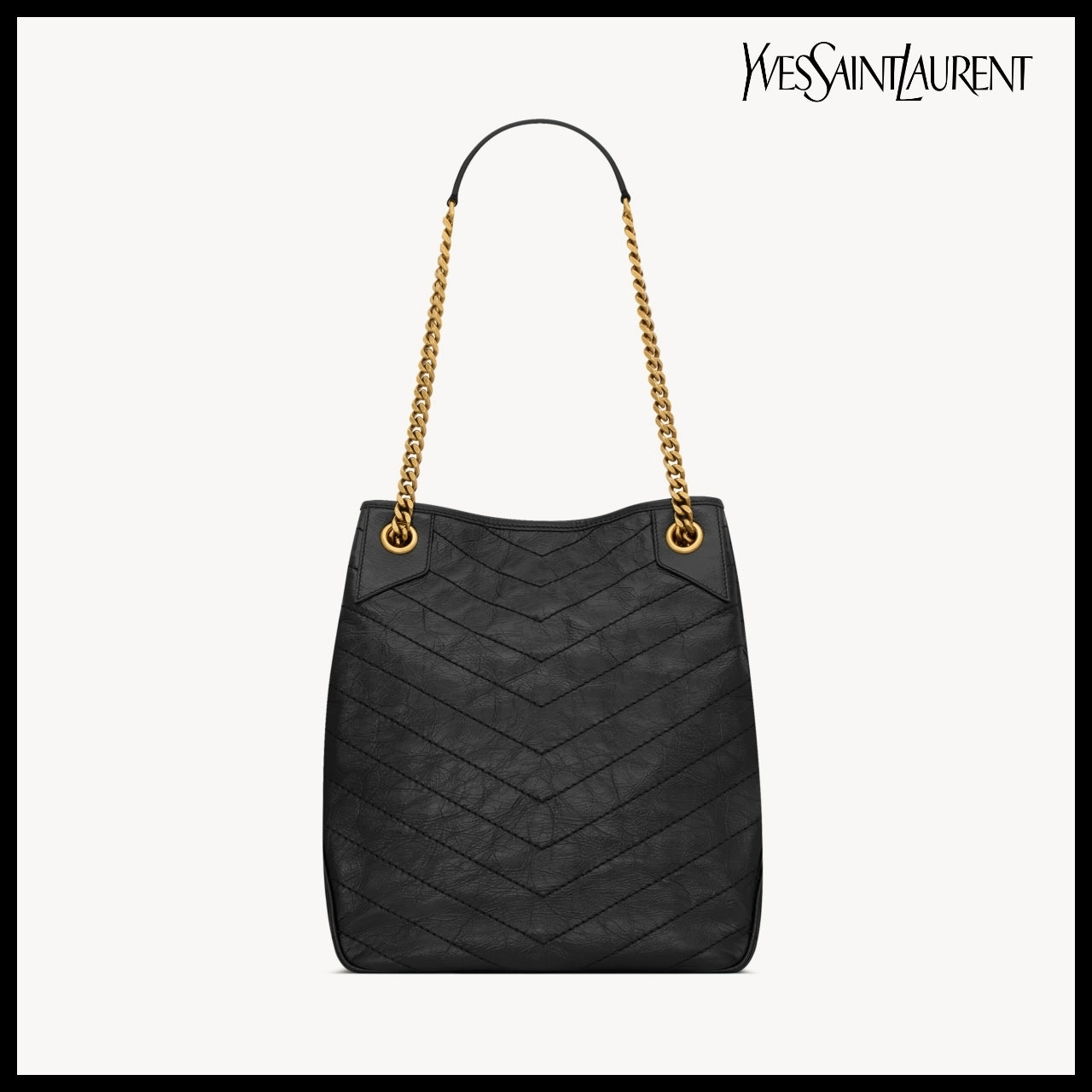 【Saint Laurent】Vintage Leather Small Shopping Tote Bag