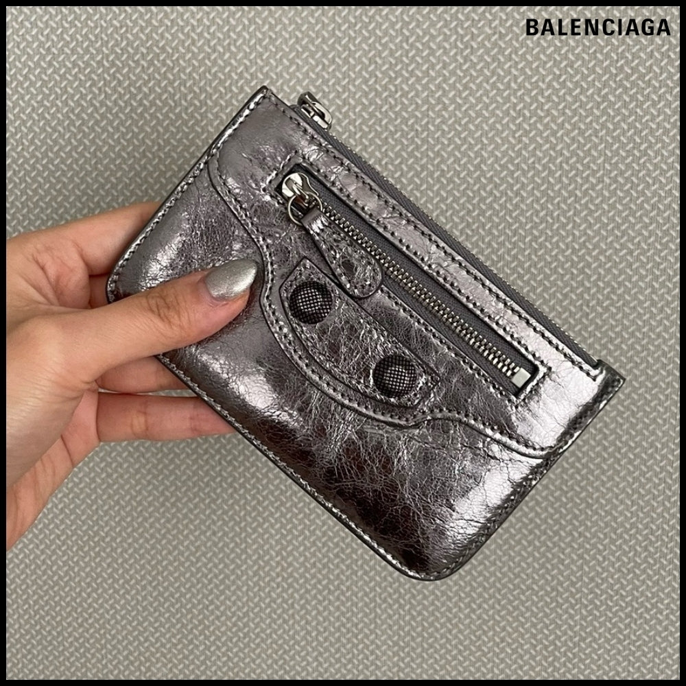 【BALENCIAGA】Le Cagole Card Holder Wallet Silver