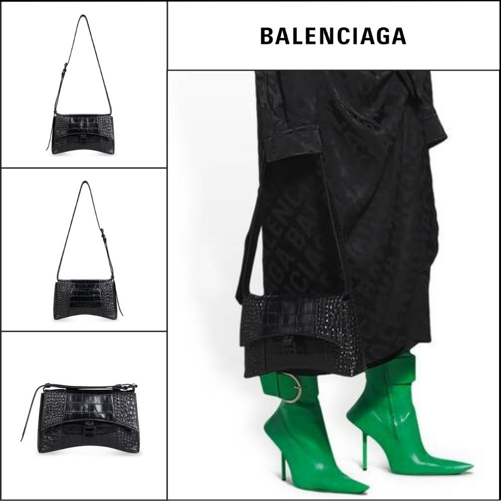 【BALENCIAGA】Downtown XS Shoulder Bag Crocodile Embossed