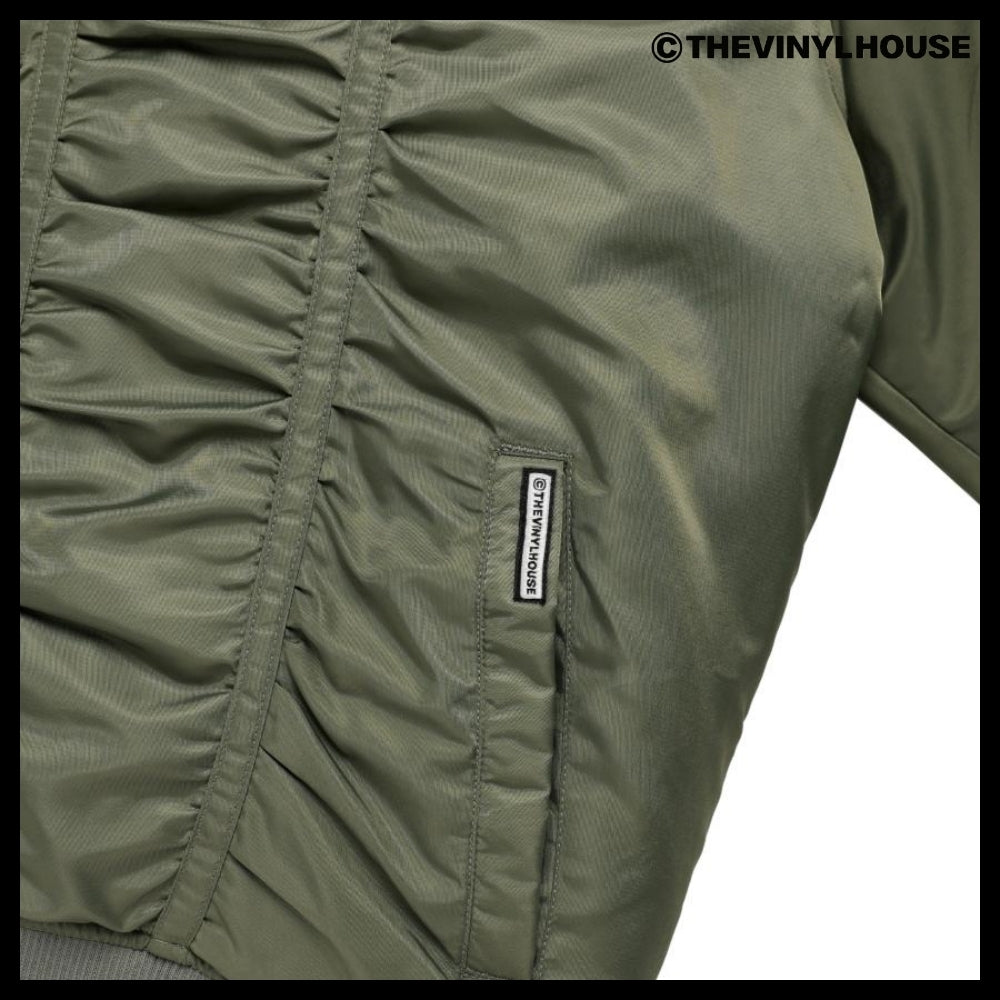 【THEVINYLHOUSE】Fur hooded MA-1 jacket Khaki