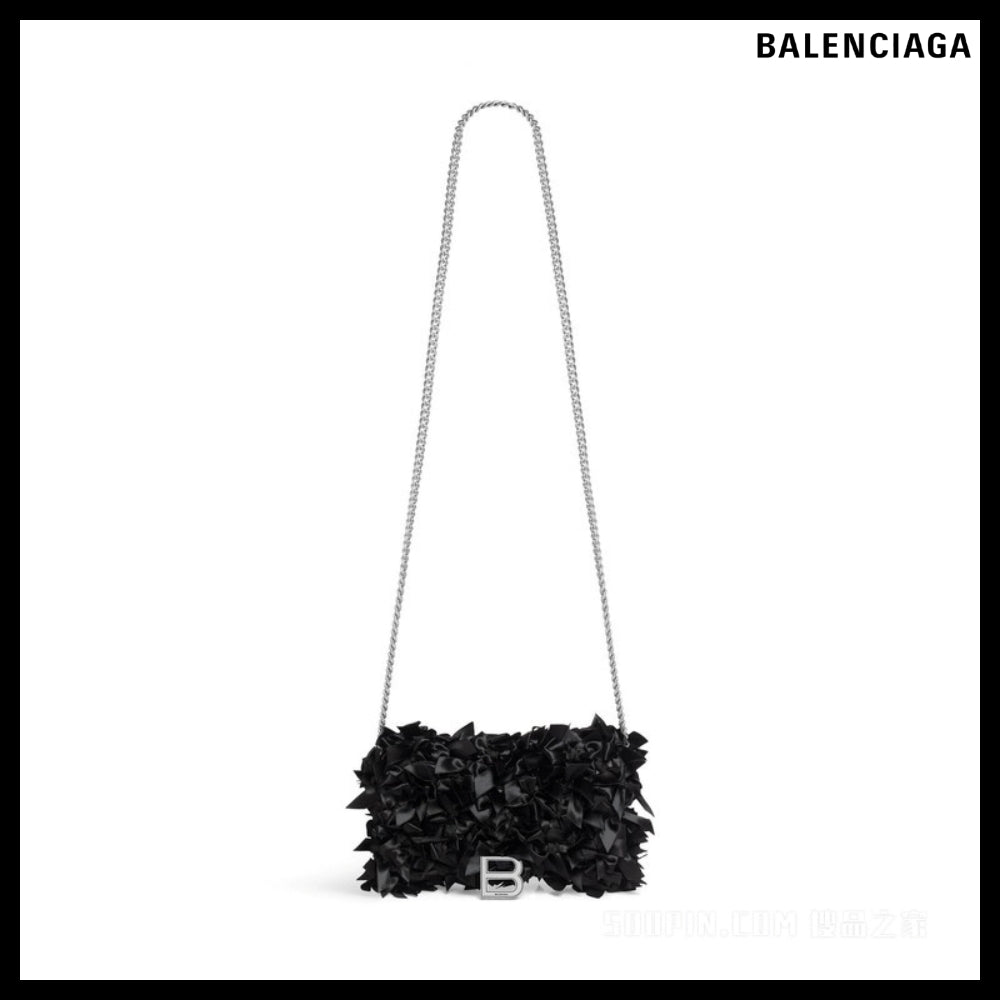 【BALENCIAGA】Hourglass Satin Bow Chain Wallet
