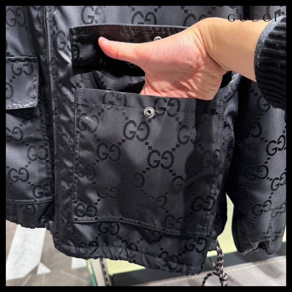 【GUCCI】GG Canvas Nylon Hooded Blouson Jacket Black