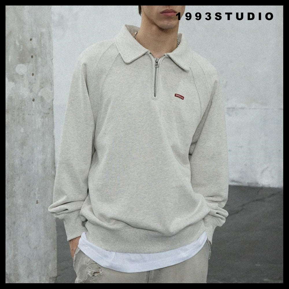 [1993STUDIO] SMALL LOGO HALF ZIP COLLAR SWEATSHIRT 3COLORS