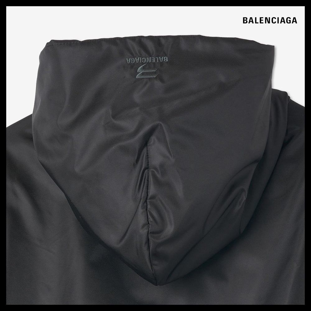 【BALENCIAGA】Sporty B Pullover Bomber Hooded Jacket Black