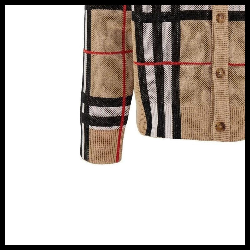 【Burberry】Check Cotton Cardigan Beige Men