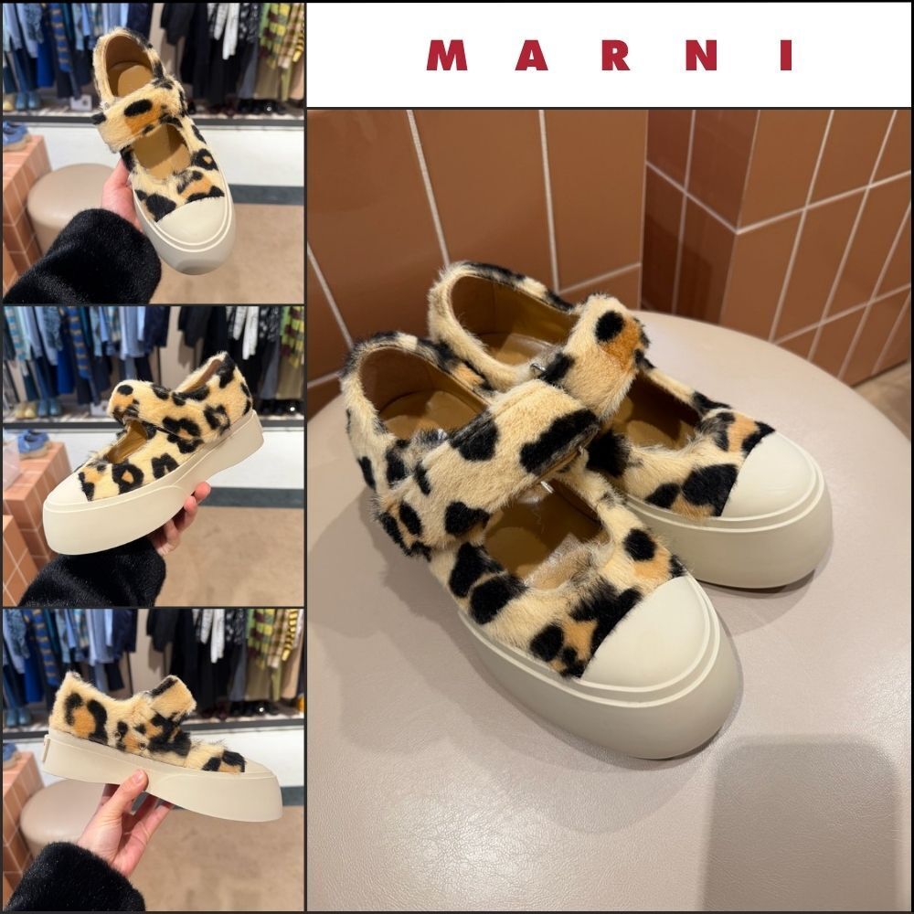【Marni】Logo Mary Jane Leopard Velcro Women’s Sneakers