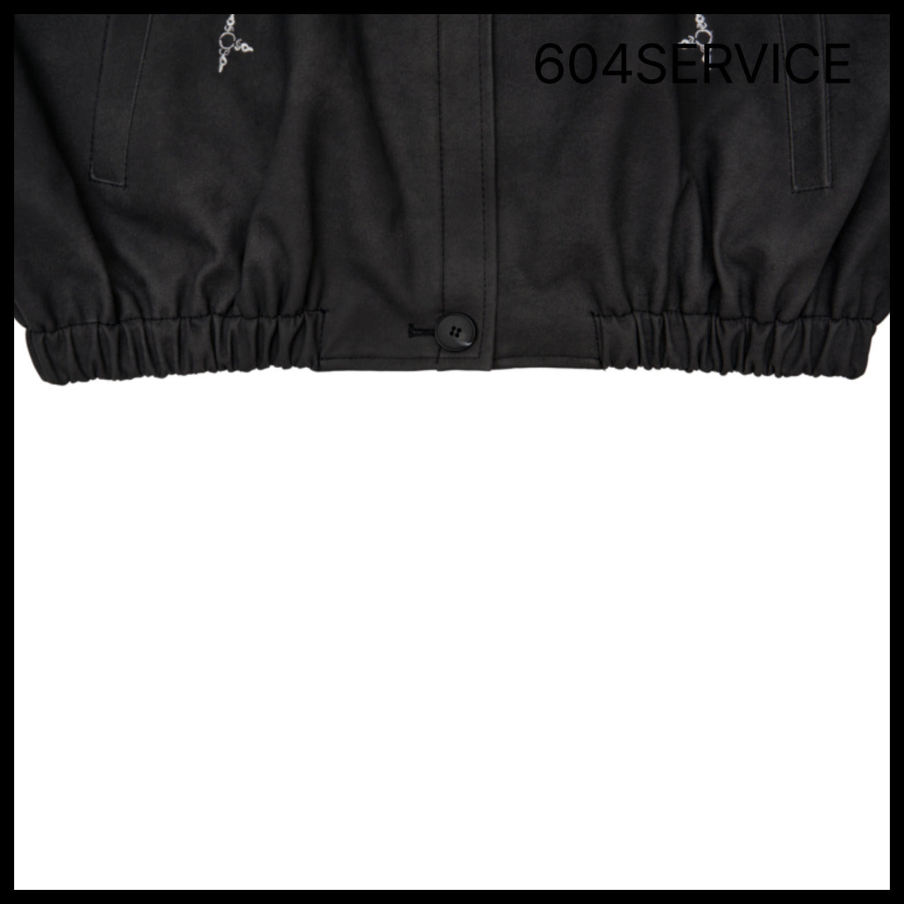 【604service】EMBROIDERED LEATHER JACKET IN BLACK