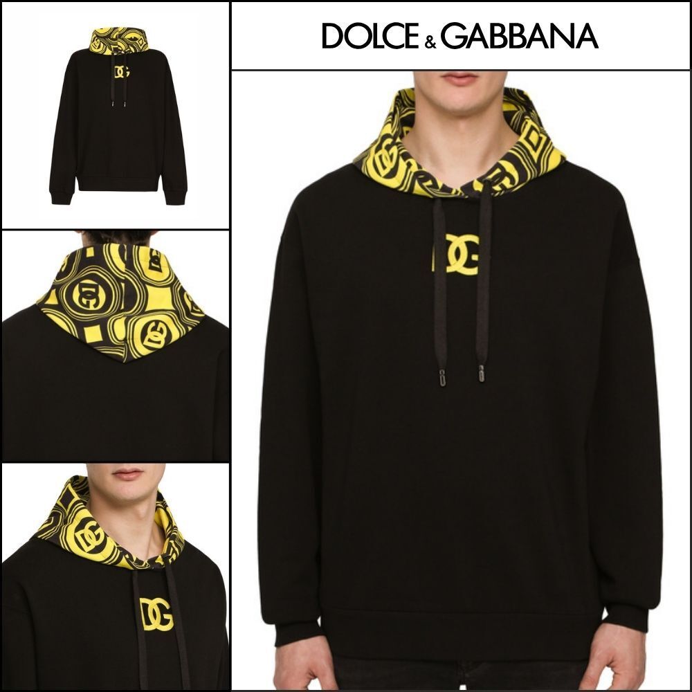 【Dolce & Gabbana Jersey Hoodie with DGPrint and Embroidery