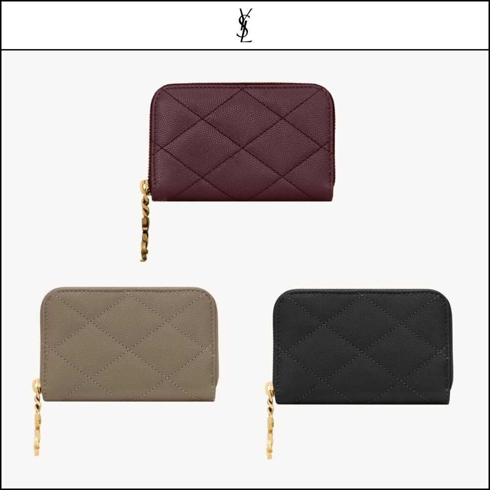 【Saint Laurent】Leather CASSANDRE BIJOU Coin Purse