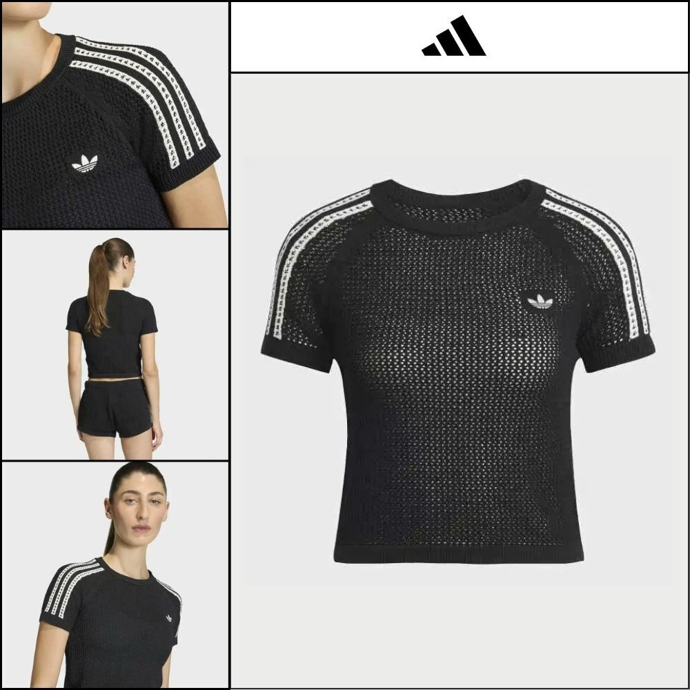 【ADIDAS 】Knit Crochet Cali T-Shirt Black