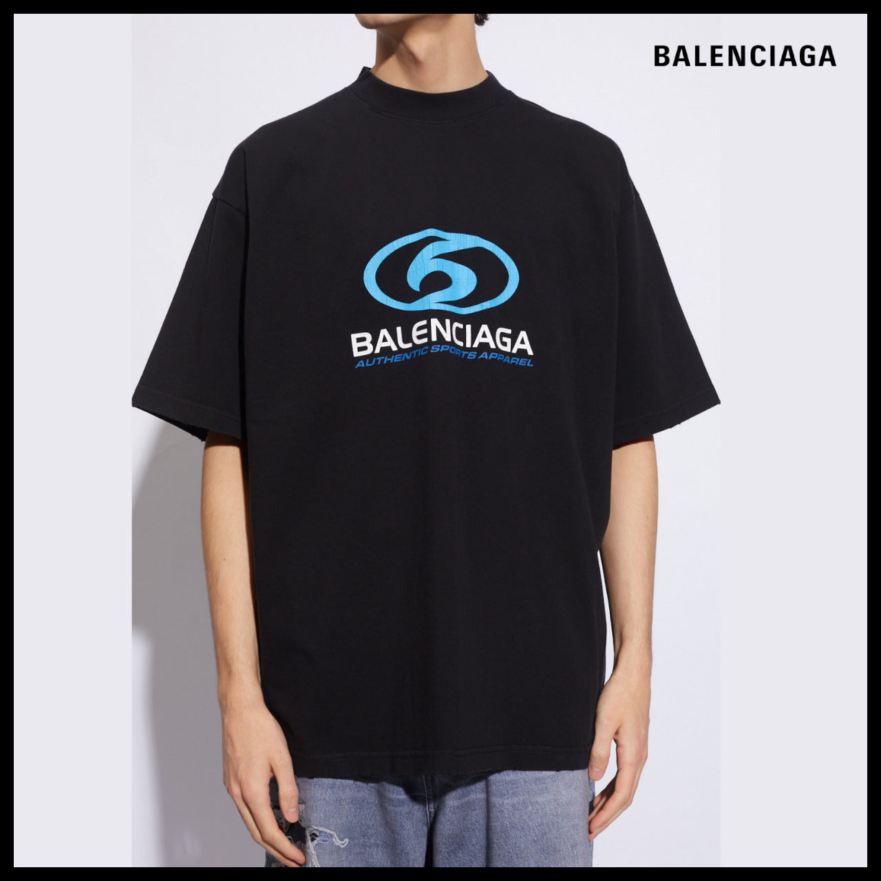【BALENCIAGA】Surfer Logo Cotton T-shirt Medium Fit