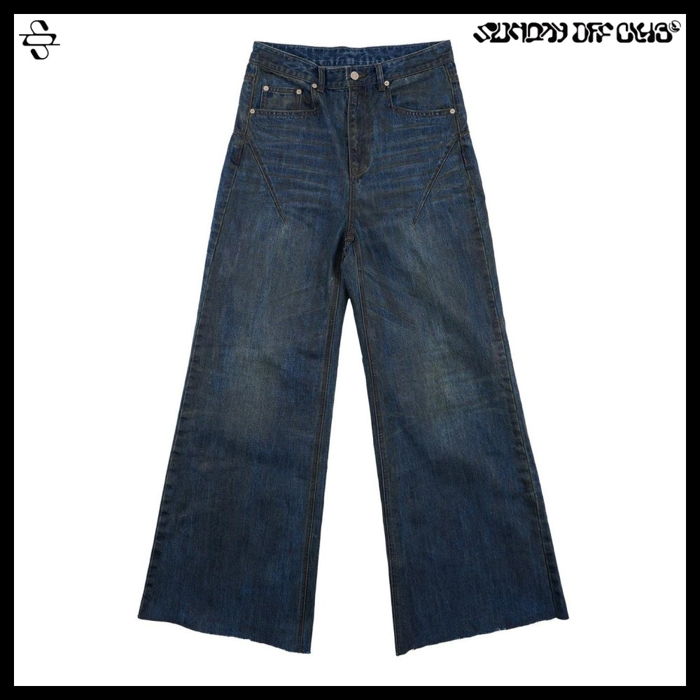 【SUNDAYOFFCLUB】Waxed Wide Leg Denim Luster Blue